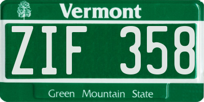 VT license plate ZIF358