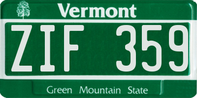VT license plate ZIF359