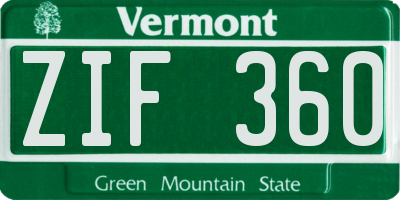 VT license plate ZIF360