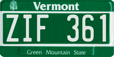 VT license plate ZIF361