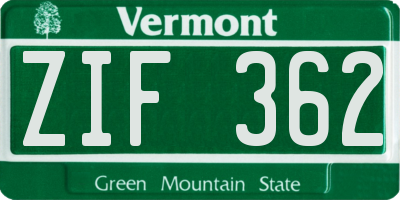 VT license plate ZIF362