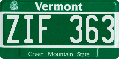 VT license plate ZIF363
