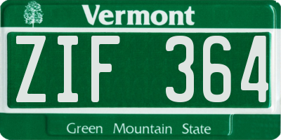 VT license plate ZIF364