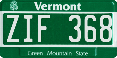 VT license plate ZIF368