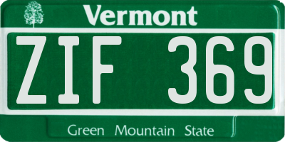 VT license plate ZIF369