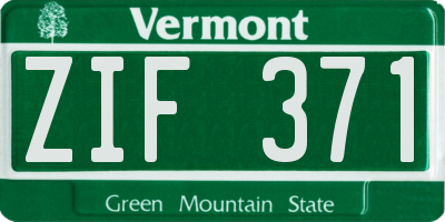 VT license plate ZIF371
