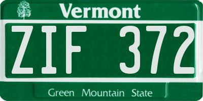 VT license plate ZIF372