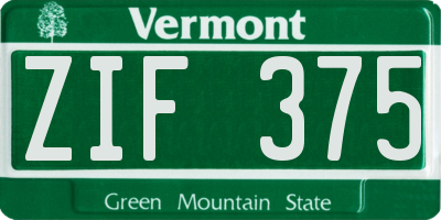 VT license plate ZIF375