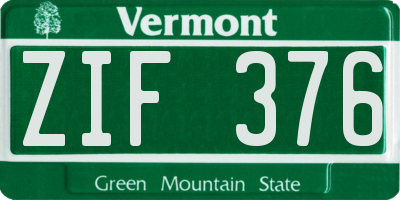 VT license plate ZIF376