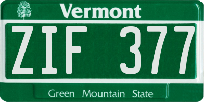 VT license plate ZIF377