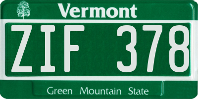 VT license plate ZIF378