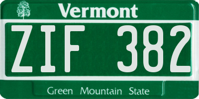 VT license plate ZIF382