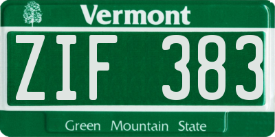 VT license plate ZIF383