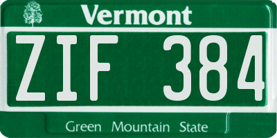 VT license plate ZIF384