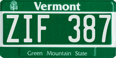 VT license plate ZIF387