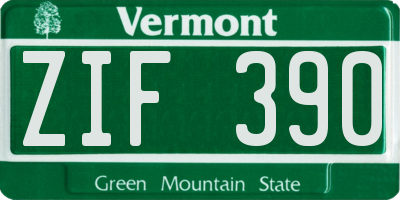 VT license plate ZIF390
