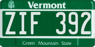 VT license plate ZIF392