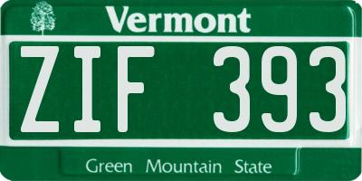 VT license plate ZIF393