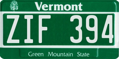 VT license plate ZIF394