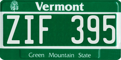 VT license plate ZIF395
