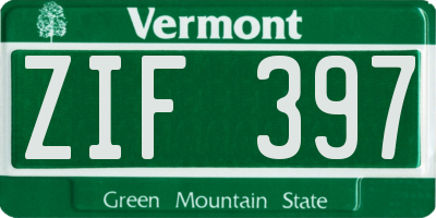VT license plate ZIF397