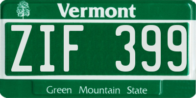 VT license plate ZIF399
