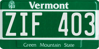 VT license plate ZIF403