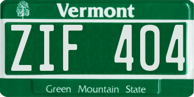 VT license plate ZIF404