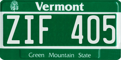 VT license plate ZIF405