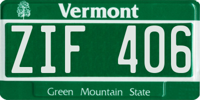 VT license plate ZIF406