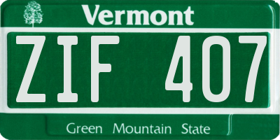 VT license plate ZIF407