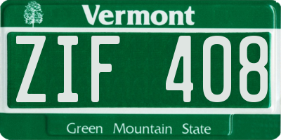 VT license plate ZIF408