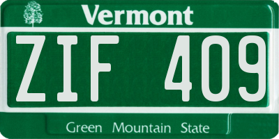 VT license plate ZIF409