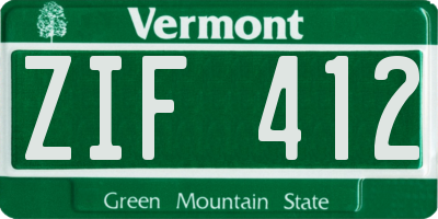 VT license plate ZIF412