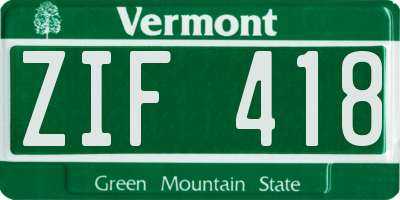 VT license plate ZIF418