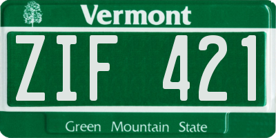 VT license plate ZIF421