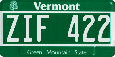 VT license plate ZIF422