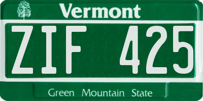 VT license plate ZIF425
