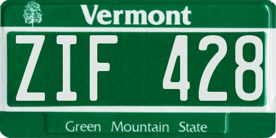VT license plate ZIF428
