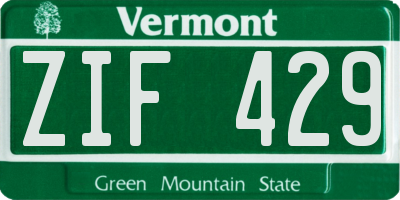 VT license plate ZIF429