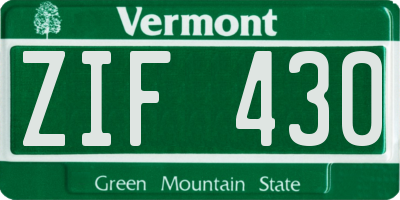 VT license plate ZIF430