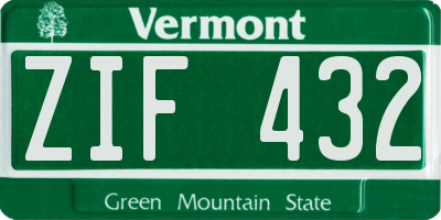 VT license plate ZIF432