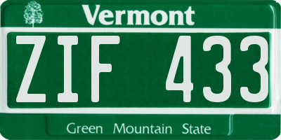 VT license plate ZIF433