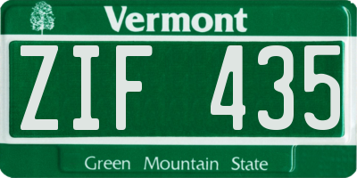 VT license plate ZIF435