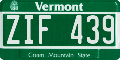 VT license plate ZIF439