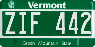 VT license plate ZIF442