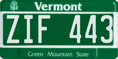 VT license plate ZIF443