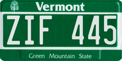VT license plate ZIF445