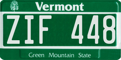 VT license plate ZIF448