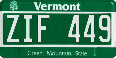 VT license plate ZIF449